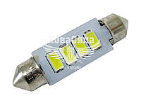 Лампочка 2-ох цокольна LED T11_C5W SMD біла 4-діоди 12V-5Вт SV8.5-8 39мм. (Solar) (к-т.-2шт.) SL1353