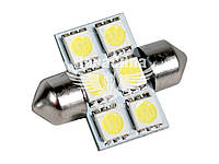 Лампочка 2-ох цокольна LED T11_C5W SMD біла 6-діодів 12V-3Вт Festoon 31мм. (Zollex) 16113 (к-т.-2шт.) 16113