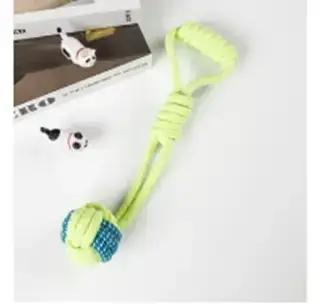 Іграшка для собак канат зелений, М'яч із ручкою — 30 см/70 г