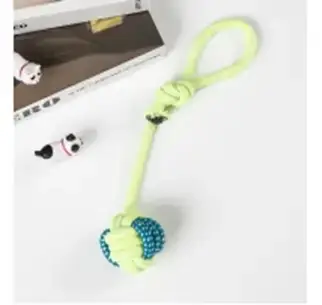 Іграшка для собак канат зелений, М'яч із ручкою — 35 см/40 г