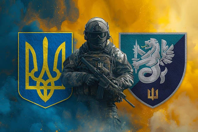 Прапор 37 ОБрМП ВМС України (лого 2) Воїн з гербом України та підрозділу, фото 1
