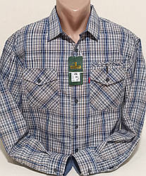 Чоловічі сорочки 100% бавовна Hetai vd-0056 класична бежева в клітку, чоловічі сорочки стильні натуральні