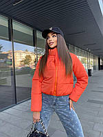 Короткая куртка дутая с воротником стойкой на молнии (р. S-L) 37011026 Оранжевый