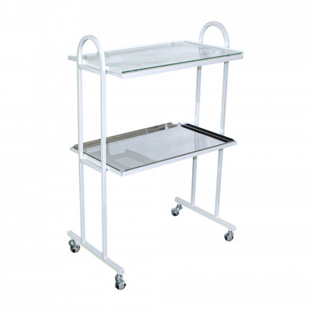 Столик інструментальний пересувний СІ-2 (неіржавка сталь/скло) Viola медичний столик із полицею з неіржавкої сталі