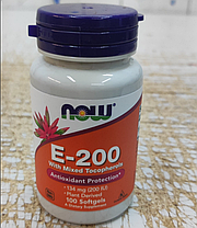 Вітамін Е NOW E-200 134 mg 100 softgels, фото 5