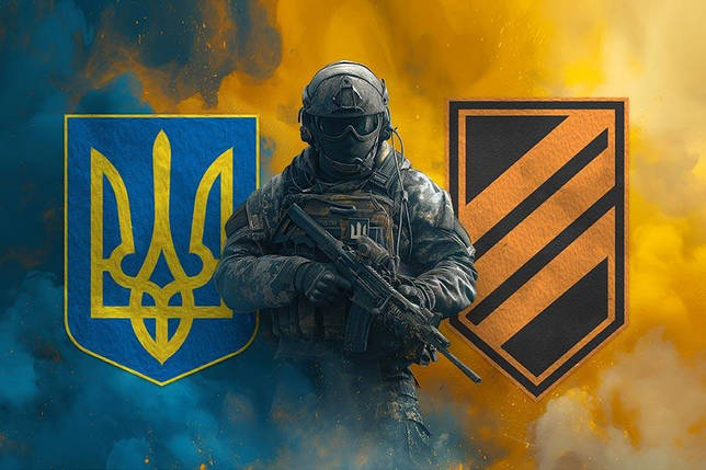 Прапор 3 ОШБр ЗСУ (аналог) Воїн з гербом України та підрозділу, фото 1
