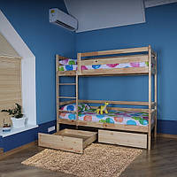 Детская двухъярусная кровать SportBaby babyson, размеры:198х88х180см, спальное место: 80х190см натуральное дерево, Так