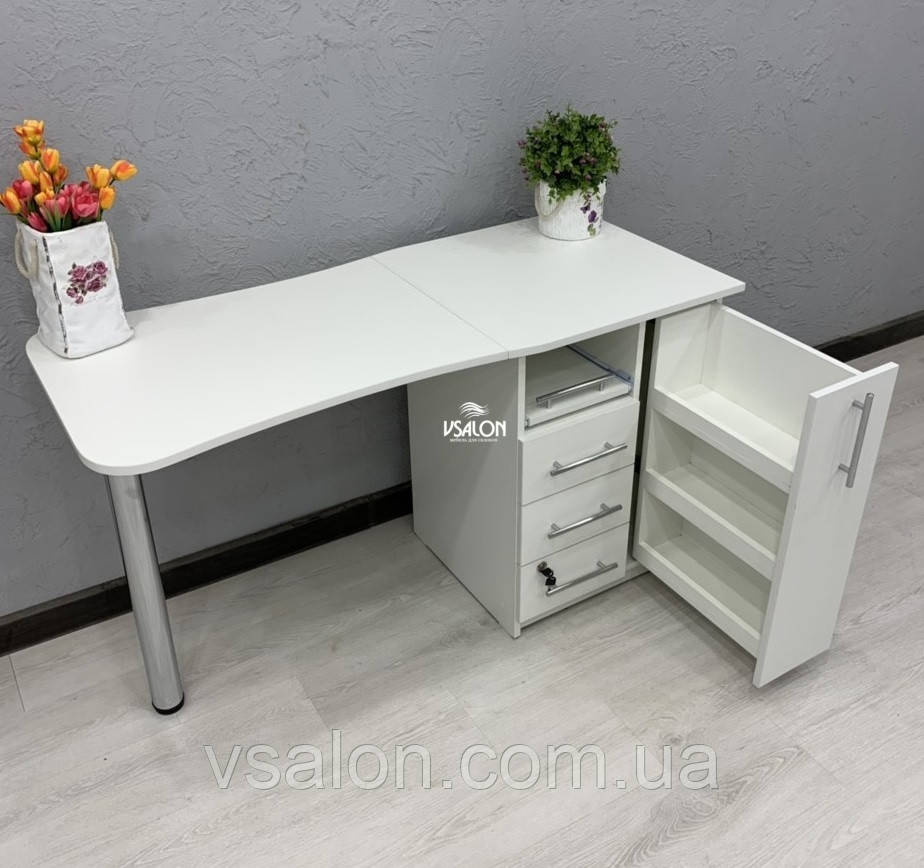 Стіл манікюрний складний з тумбою і шухлядою карго V457