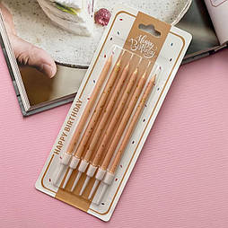 Свічки для торту прямі  (персикові) 6 шт.