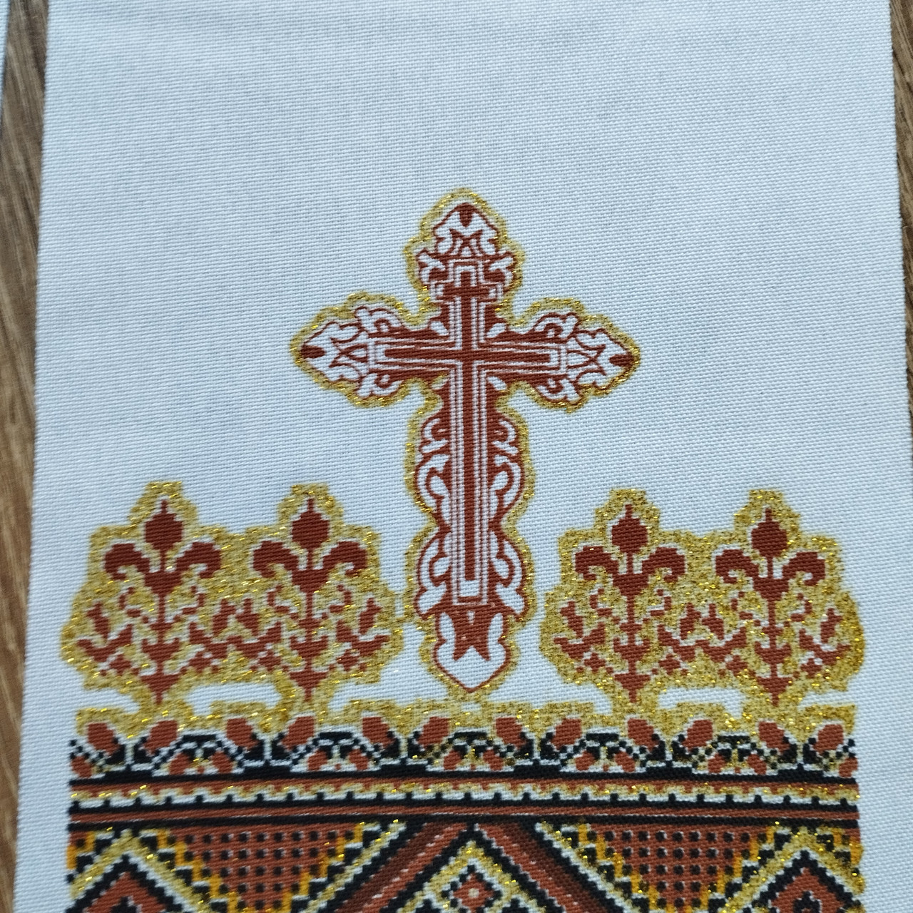 Ритуальный рушник на крест с золотым напылением - фото 4 - id-p2102535660