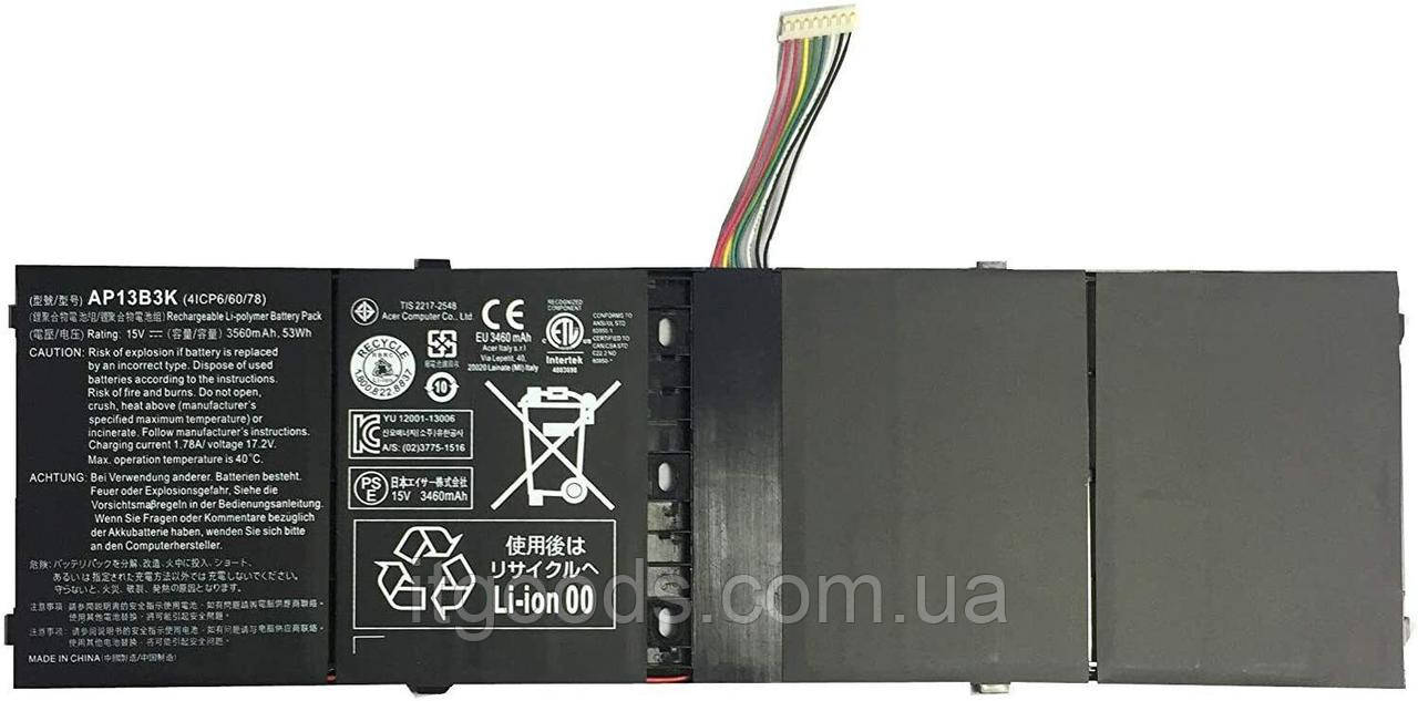 Акумулятор АКБ / батарея Оригінал Acer AL13B3K AP13B8K Aspire V7-482 V7-482P V7-482PG R7-571 M5-583 53Wh