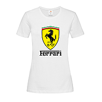 Белая женская футболка Ferrari logo (15-3-1-білий)