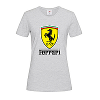 Светло-серая женская футболка Ferrari logo (15-3-1-світло-сірий меланж)