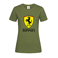 Армейская женская футболка Ferrari logo (15-3-1-армійський)