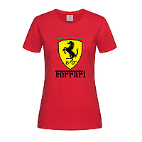 Красная женская футболка Ferrari logo (15-3-1-червоний)