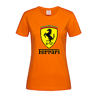 Оранжевая женская футболка Ferrari logo (15-3-1-помаранчевий)