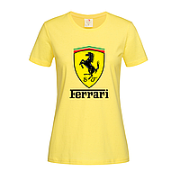 Желтая женская футболка Ferrari logo (15-3-1-жовтий)