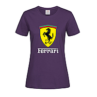 Фиолетовая женская футболка Ferrari logo (15-3-1-фіолетовий)