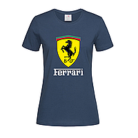 Темно-синяя женская футболка Ferrari logo (15-3-1-темно-синій)