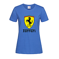 Синяя женская футболка Ferrari logo (15-3-1-синій)