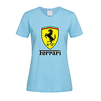 Голубая женская футболка Ferrari logo (15-3-1-блактний)