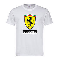 Белая мужская/унисекс футболка Ferrari logo (15-3-1-білий)