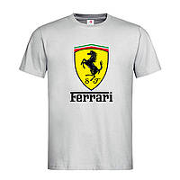 Светло-серая мужская/унисекс футболка Ferrari logo (15-3-1-світло-сірий меланж)