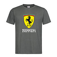 Графитовая мужская/унисекс футболка Ferrari logo (15-3-1-графітовий)