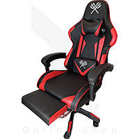 Игровое компьютерное кресло Malatec (Черное с красным) - Геймерское кресло c подставкой для ног Malatec KM