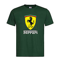 Темно-зеленая мужская/унисекс футболка Ferrari logo (15-3-1-темно-зелений)