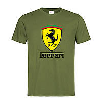 Армейская мужская/унисекс футболка Ferrari logo (15-3-1-армійський)