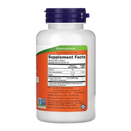 NOW Foods Spirulina 1000 mg 120 Tabs, фото 2