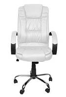 Комп'ютерне офісне крісло з еко шкіри Malatec 8984 біле KM