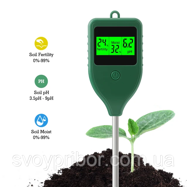Анализатор почвы рН/влажность/плодородия ЕТП-308 (3в1, цифровой) - фото 1 - id-p2102516235