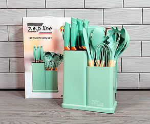Набір кухонних ножів і кухонного приладдя 19 предметів Zepline ZP-107 Бірюзовий