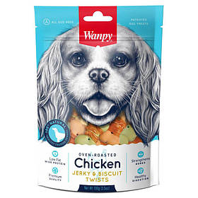 Wanpy (Ванпі) Chicken Jerky & Biscuit Twists ласощі для собак печиво В'ЯЛЕНА КУРКА 100г