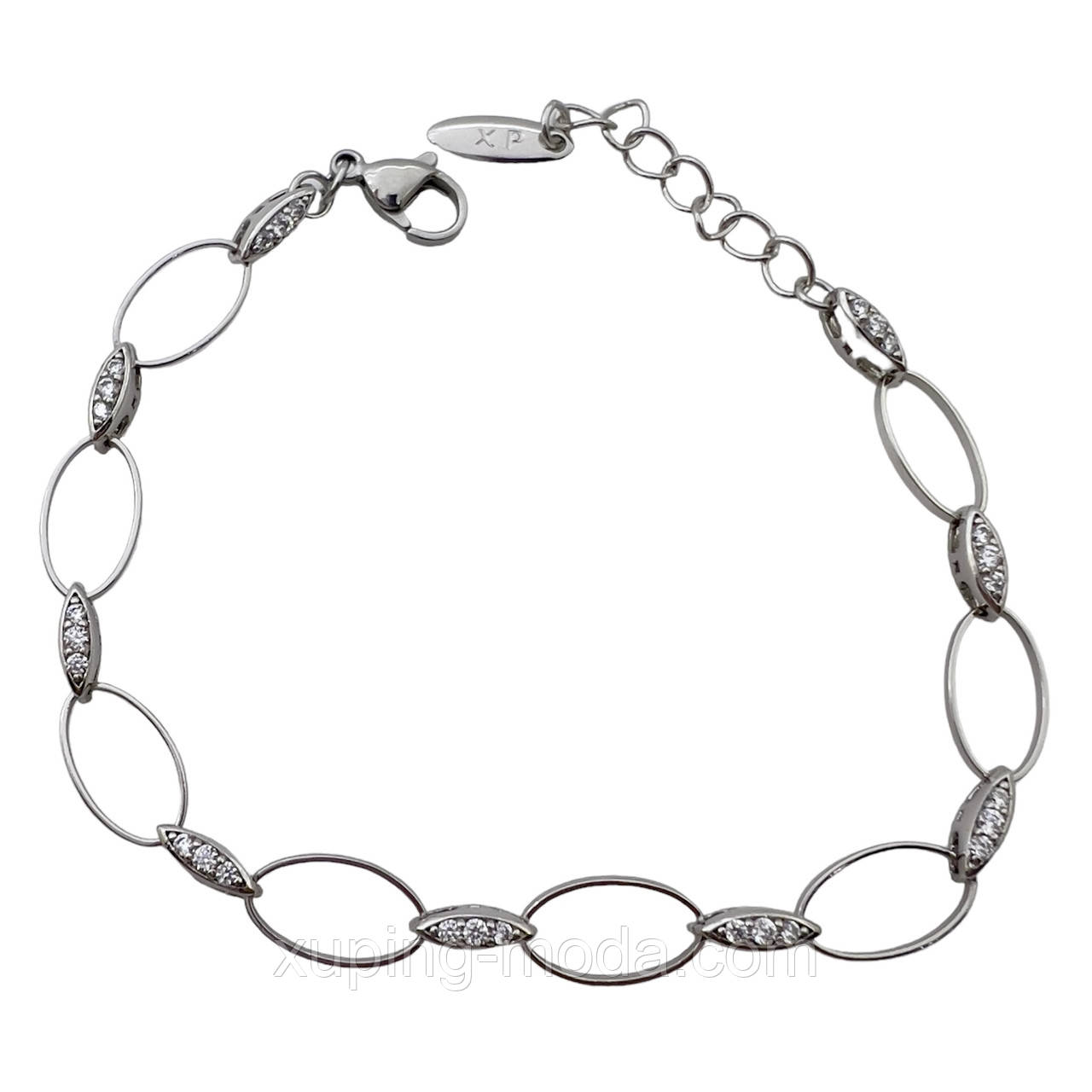 18,5+3 см. Браслет ксюпінг. Родій, фото 1