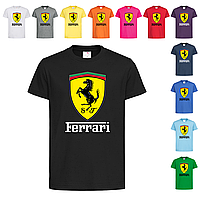 Черная детская футболка Ferrari logo (15-3-1)