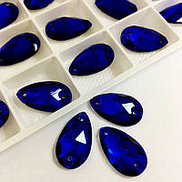 Пришивные стразы капли стекло Lux, цвет Cobalt, 7x12мм, 1шт