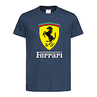 Темно-синяя детская футболка Ferrari logo (15-3-1-темно-синій)