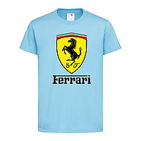 Голубая детская футболка Ferrari logo (15-3-1-блакитний)