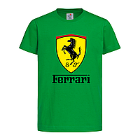 Зеленая детская футболка Ferrari logo (15-3-1-зелений)
