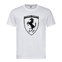 Белая мужская/унисекс футболка Ferrari logo 2 (15-3-2-білий)