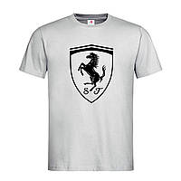 Светло-серая мужская/унисекс футболка Ferrari logo 2 (15-3-2-світло-сірий меланж)