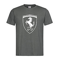 Графитовая мужская/унисекс футболка Ferrari logo 2 (15-3-2-графітовий)