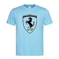 Голубая мужская/унисекс футболка Ferrari logo 2 (15-3-2-блакитний)