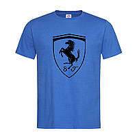 Синяя мужская/унисекс футболка Ferrari logo 2 (15-3-2-синій)