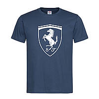 Темно-синяя мужская/унисекс футболка Ferrari logo 2 (15-3-2-темно-синій)