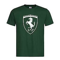 Темно-зеленая мужская/унисекс футболка Ferrari logo 2 (15-3-2-темно-зелений)