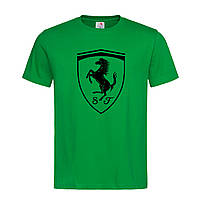 Зеленая мужская/унисекс футболка Ferrari logo 2 (15-3-2-зелений)